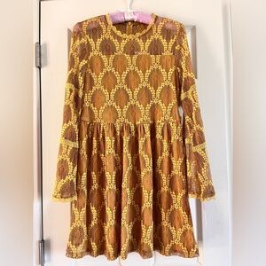 NWT Xhilaration Yellow Gold Lace Dress Women Size Medium